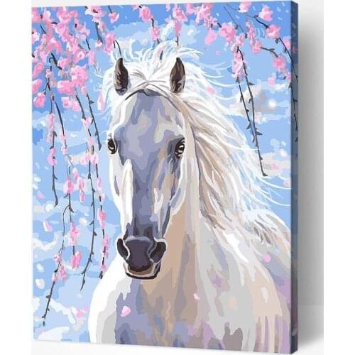 Frame Flower Horse DIY Painting By Numbers Kit Animals Acrylic Paint By Numbers For Adult Unique Gift Home Decors Arts
