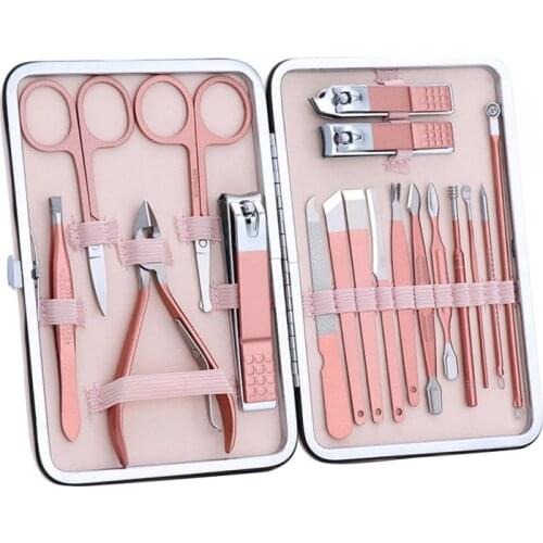 7/10/12/16/18 PCS Nail Clipper Kit Stainless Steel Portable Kit Professional Nail Cutter Scissor Tweezer Manicure Pedicure Tools