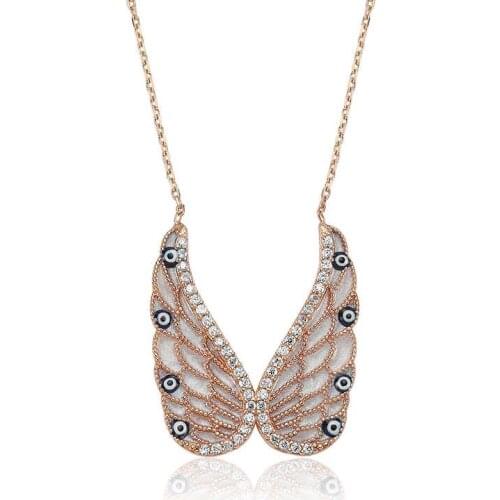 Real Silver 925 Jewelry Silver The Genres Change Angel Wing lady necklace