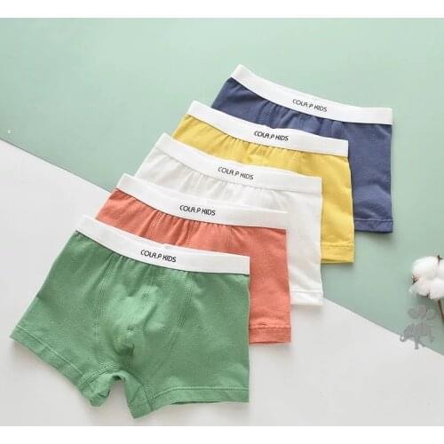 New free shipping high quality boys boxer shorts panties kids solid cotton children underwear 2-14year 5pcs/lot