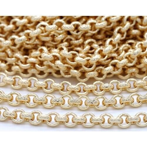 5 Meters 10 Meters Korean Version Of Checkered Open Charms Chain Copper Plated 14K Gold DIY Hand-made Necklace Bracelet Material