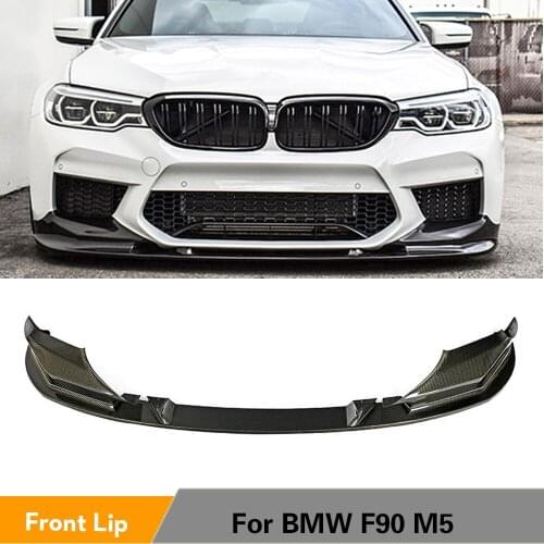 Front Bumper Lip Spoiler Splitters for BMW 5 Series F90 M5 2018 - 2020 Carbon Fiber Bumper Guard Front Bumper Lip