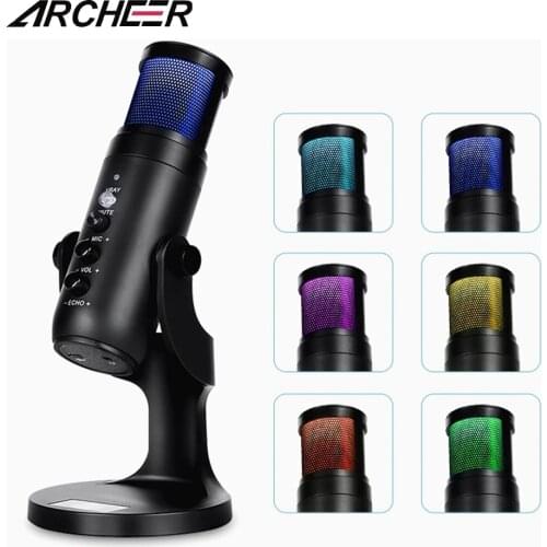 D-950 USB Microphone Stand Gaming Live Streaming RGB Light Condenser Type-C Professional Mute for Recording PC Computer Chat
