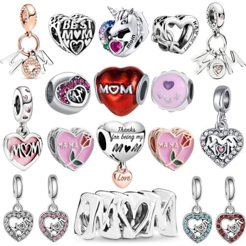 New Mom Dangle DIY Sparkling Beads Fit Europe Original Pandora Charms Silver Color Bracelet Jewelry Mothers Day Gifts