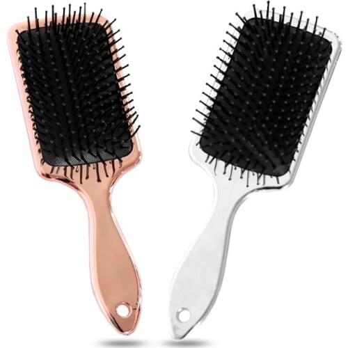 New Luxury Gold And Silver Color Paddle Hair Brush Massage Brush Anti Static Cushion Hairdressing Massage Comb