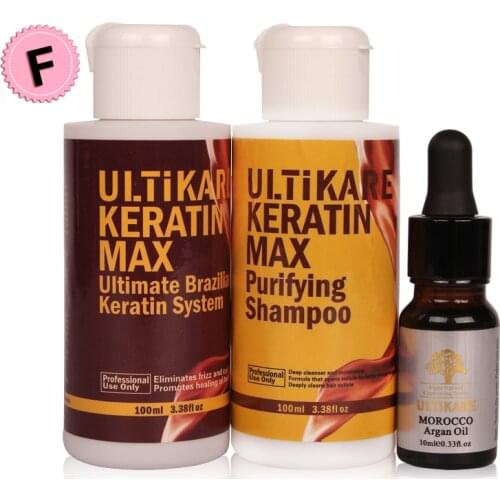 100ml Chocolate Keratin Treatment Free Formalin+100ml Purifying Shampoo+10ml Argan Oil Straighten and Repair Hair