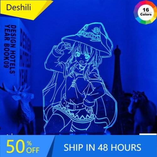Anime KonoSuba Megumin Led Night Light for Bedroom Decor Light Brithday Gift Manga KonoSuba Room Desk 3d Table Lamp Acrylic