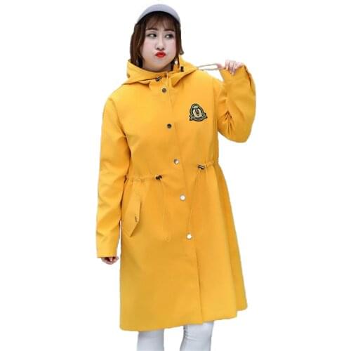 Plus size 4XL Trench Coat Women Spring Autumn Hooded Windbreaker Korean version Outerwear Fashion Large size Trench Coats A2440