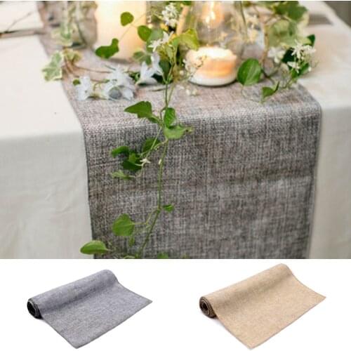 Vintage Soft Linen Imitation Table Runner Decoration Modern Gray Accessories Wedding Birthday Party Fine Smooth Home Decoration