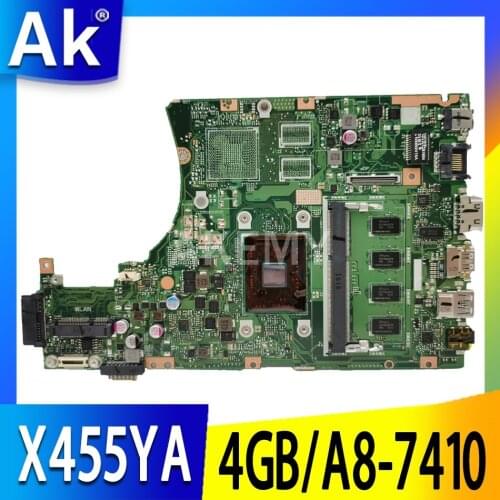 X455YI Laptop motherboard for ASUS X455YA X455Y X454Y A454Y K454Y R454Y original mainboard 4GB-RAM A8-7410 CPU
