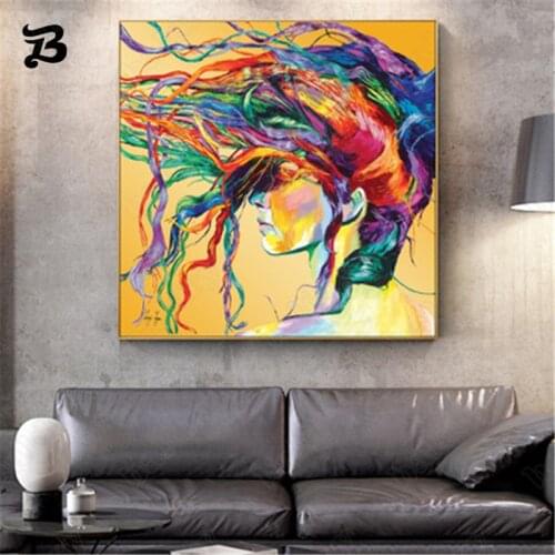 Canvas Painting Abstract Wall Art Figure Painting Colorful Graffiti Art Character Womans Portrait Modern Picture for Home Decor