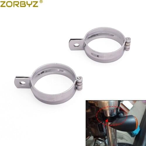 ZORBYZ 2X 34-60mm Motorcycle Chrome Metal Front Fork Mount Clamp Turn Signal Light Mount Bracket Holder For Honda Yamaha Suzuki
