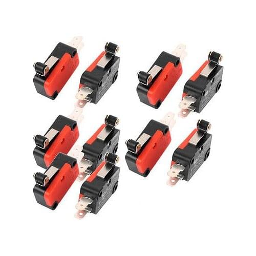 10 Pcs V-155-1C25 Roller Lever Arm SPDT Micro Limit Switch 3 Terminals Momentary