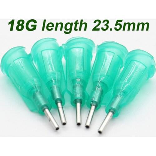 100Pc 18G length 23.5mm Precision passivated S.S. Dispense Tip with PP Safetylok hub, 0.5" Tubing Length glue dispenser needles