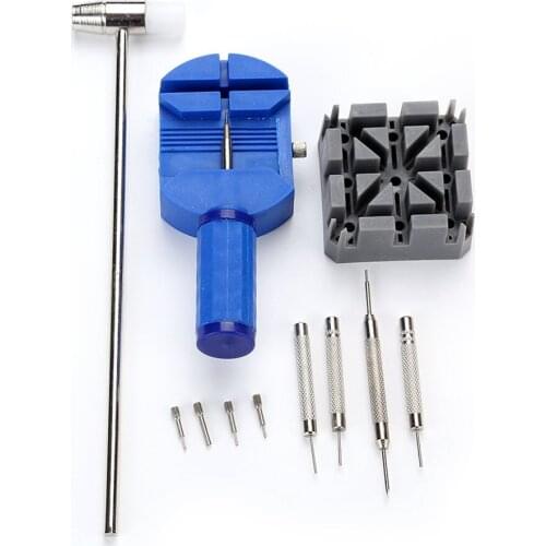 11pcs/set Watch Repairing Tools Kit Durable Watch Belt Holder Pin Punches Hammer Set Household Watch Maker Tools Kit