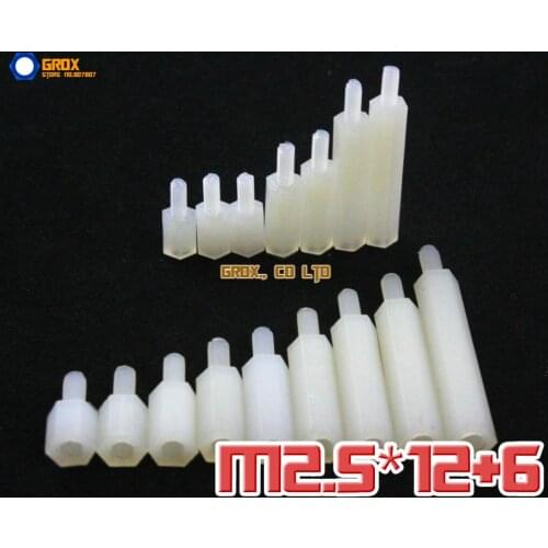 150 Pieces Nylon M2.5 x 12 + 6mm Female to Male PCB Motherboard Standoff Hex Spacer