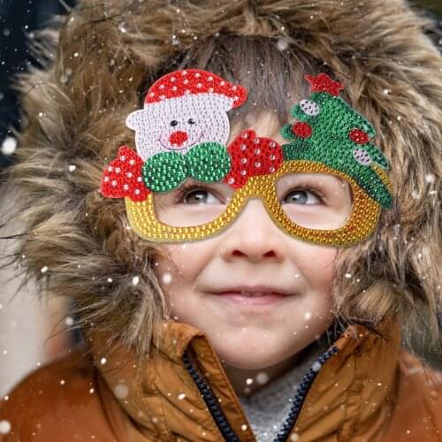2021 New Style Creative Kids Christmas Diamond Glasses Toys DIY Frame Paste 3D Rhinestone Stickers Party Toys Kids Educational