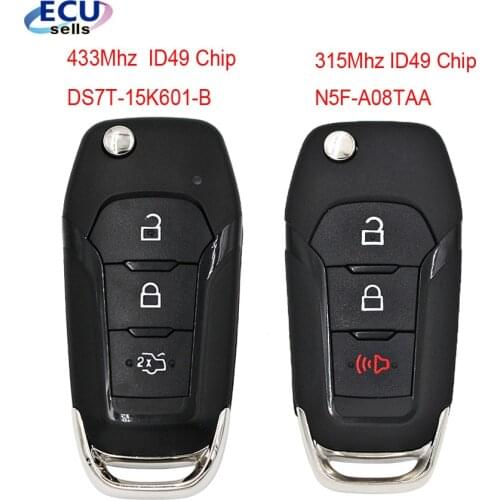 3 Buttons Flip Remote Key Fob 315/433Mhz N5F-A08TAA ID49 For Ford S-MAX GALAXY MONDEO Mk2 Mk7 Explorer Ranger