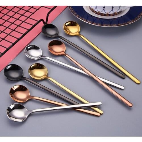304 stainless steel small spoon round head spoon Korean coffee spoon honey small round spoon dessert stirring spoon honey