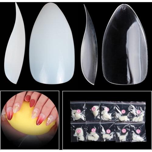 500pcs Water Drop Full Cover False Nails Seamless Stiletto Fake Fingernail Artificial Nail Art Tips Finger Salon DIY