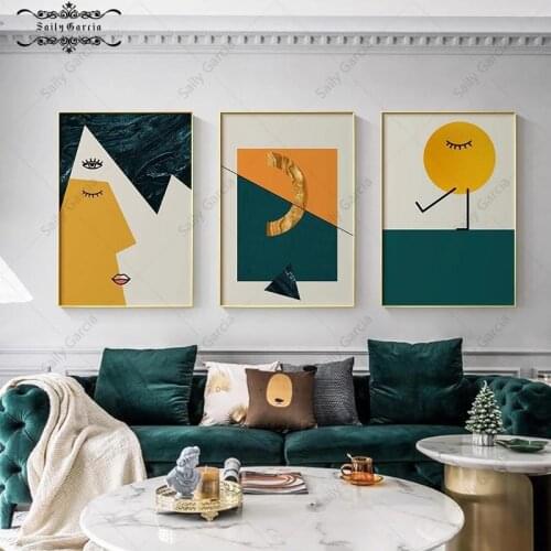 Abstract Geometric Art Poster Human Face Geometric Pattern Canvas Painting Personality Wall Art Pictures for Home Interior Decor