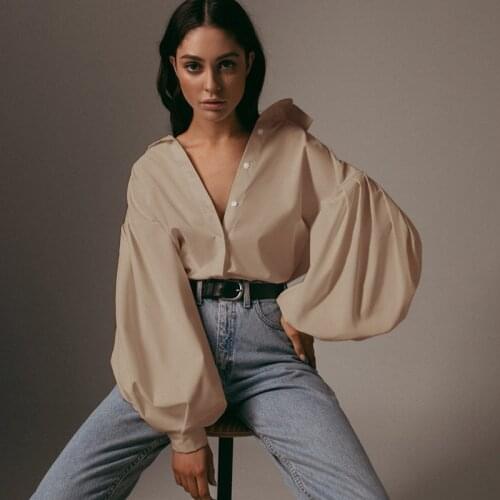 Ladies Shirts Spring Womens Elegant Blouse 2020 Autumn Long Sleeve TopsSexy V Neck Office Ruffles Plus Size Female Blouses Top