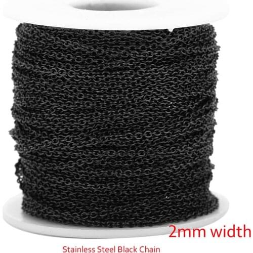 Stainless Steel Black Metre Link Cable Chain Necklace 2mm Width Rolo Link Chain By The Metre DIY Jewelry Making Cadena Por Metro