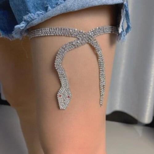 2021 NEW Fashion Serpentine Leg Chain Charm Woman Body Jewelry Charming Thigh Rhinestone Shining Personality Coppery Animal Sexy