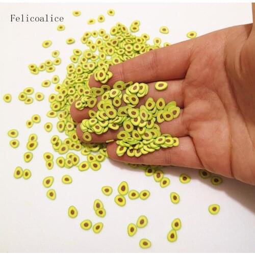 1kg Hot Clay New Fruit Sprinkles for Crafts Polymer Avocado Slice DIY Slime Making Accessories Nail Art Decoration