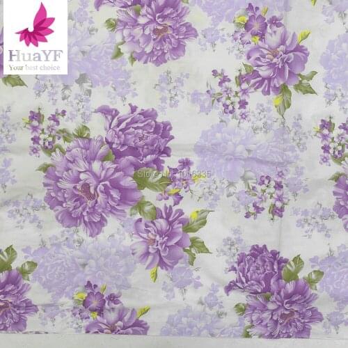Hot Sale purple Cotton Fabric Sewing Printed Floral Designs Tecido Scrapbooking Bedding Twill Cloth Home Textile Dolls Quilting