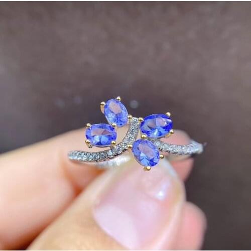 100% Real and Natural Tanzanite ring R925 sterling silver Fine Ring Fashion Wedding Ring