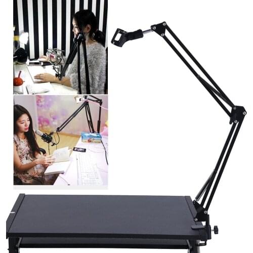 Metal Adjustable Mic Desk Stand Live Radio Recording Microphone Phone Foldable Stand Holder Metal Material Loading 2KG