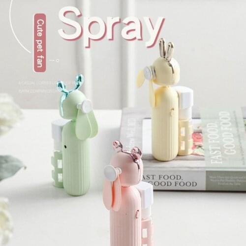 Mini Cartoon Fans Electric USB Rechargeable Handheld Fan Cooling Air Conditioner Humidify Portable Water Spray Mist Fan Outdoor