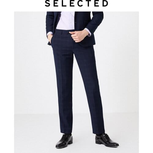 SELECTED Mens Fit Business Suit Pants with Check Pattern T|41936A504