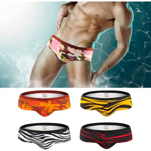 Mens Camouflage Printing Swim Briefs Sexy Swimwear Surf Board Boxer Shorts Summer Sports Suit Swiming Costume Beach Wear