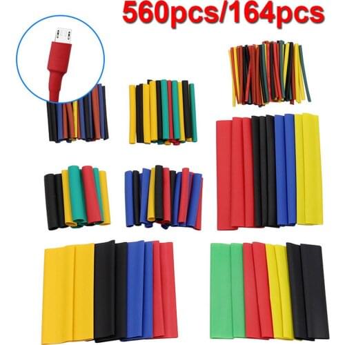 560 Pieces of Electrician Wire Insulation Sleeve Household Daily DIY Shrink Sleeve Combination Color Heat Shrink Tube Set
