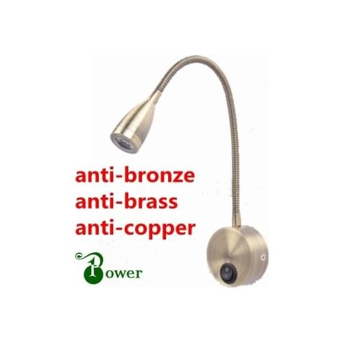 BRONZE FINISH 2W LED WALL MOUNTED BEDSIDE READING LIGHT