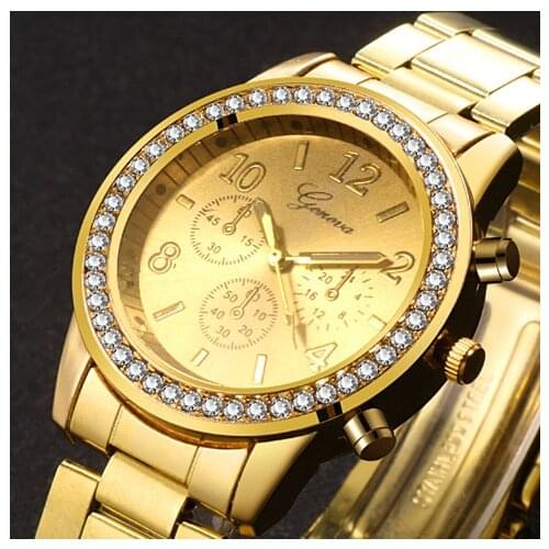 2020 New watch ladies classic Geneva luxury ladies watch ladies all steel crystal Relogio Feminino Reloj Mujer metal watch