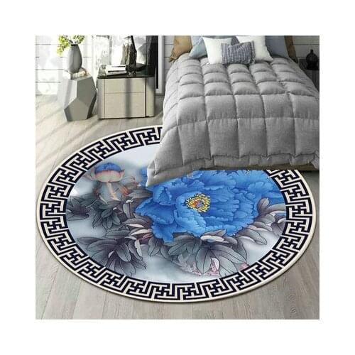 New Chinese Retro Round Carpet Living Room Coffee Table Blanket Bedroom Bedside Study Floor Mat Can Be Machine Washed