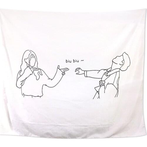 Simple Romantic Line Wind Bedroom Flannel Tapestry Wall Hanging Cloth Background Wall Hand Wash,machine Washable Machine Woven