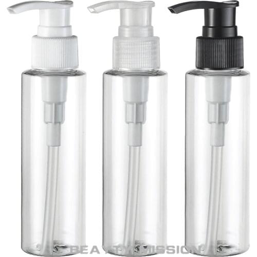 100ML 48 pcs/lot Transparent Spiral Lotion Pump Bottle,Plastic Cosmetic Container,Empty Shampoo Sub-bottling,Sample Bottle