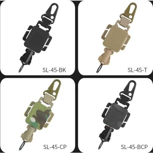 Buckle Tactical Aolikes 2 In 1 Portable Outdoor Telescopic Small Pouch Anti-theft Keychain Holder EDC Retractable Spring Rope