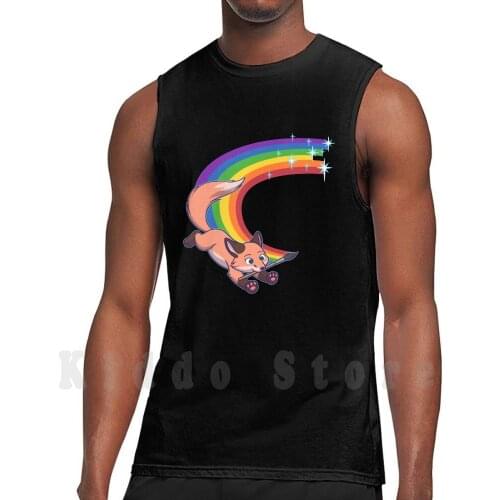 Rainbow Fox tank tops vest sleeveless Fox Rainbow Paintbrush Pride Furry