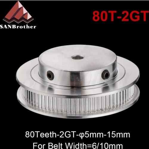 80 Teeth 2M 2GT synchronous Pulley Bore 5/6/6.35/ 8/10/12mm for width 6mm 2GT Timing Belt GT2 pulley Belt 80Teeth 80T