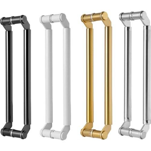 1 Pair Glass door handle thickened stainless steel long angle handle No fingerprint Large Knob For Hotel KTV Bar Shopping Store