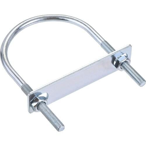 Uxcell Round U-Bolt 3.15"(80mm) Inner Width 130mm Length Steel M8 with Nut, Plate 1 Set