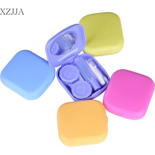 XZJJA Candy Color Contact Lenses Storage Box Cute Contact lens Case Box Eyes Care Kit Holder Washer Cleaner Container Kawaii