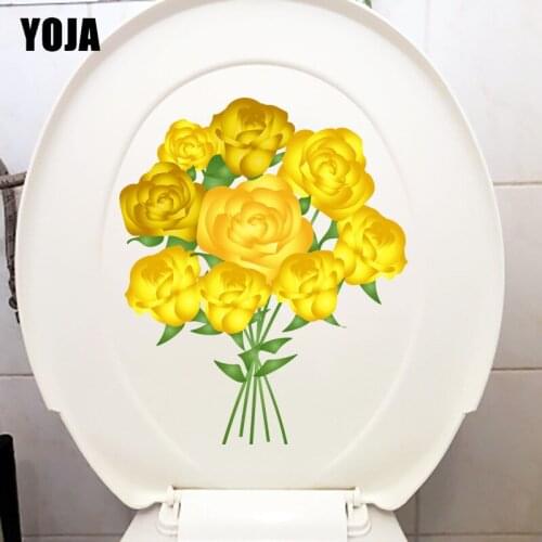 YOJA 18*21.6CM Bouquet Of Yellow Roses Fashion Living Room Wall Sticker Home Toilet WC Decor T1-0757