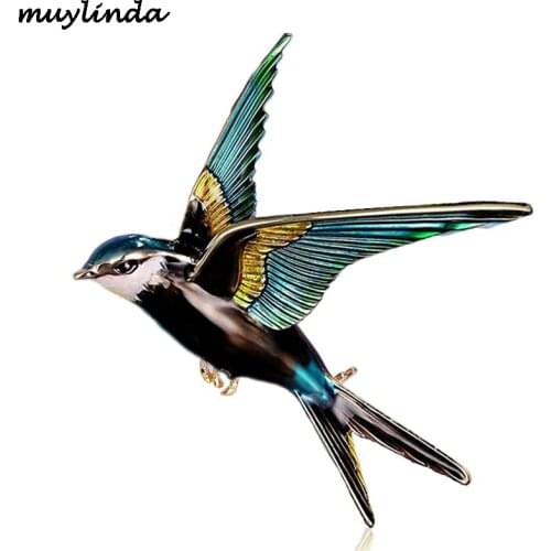 Muylinda Bird Enamel Pin Women Swallow Brooches And Pins Jewelry Scarf Clip Birds Rhinestone Banquet Pin Jewelry