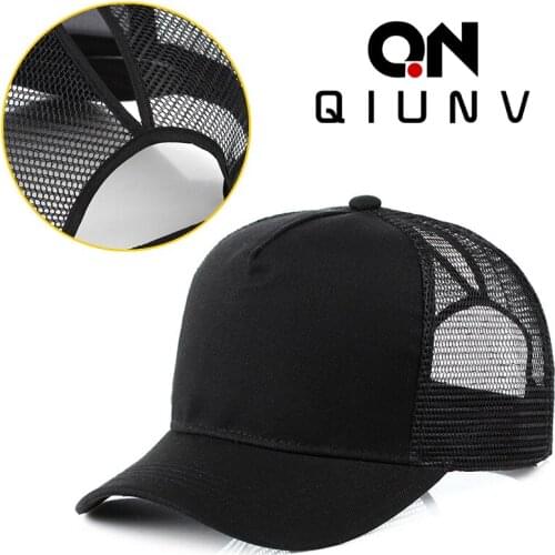 QN Ponytail Female Hat Rear Open Mesh Cap Sunshade Sunscreen Cotton Hat Outdoor Solid Color Hat Custom Caps for Unisex Sun